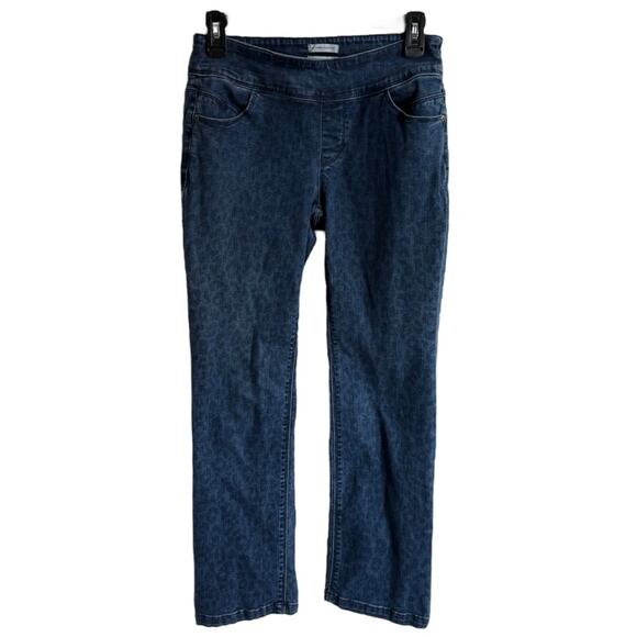 Westbound Blue Leopard Jeans Stretchy Comfort 2 Petite Regular Park Avenue - Picture 1 of 7